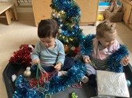 Christmas themed sensory bin